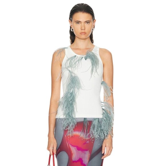 Acne Studios Feathers Tank Top in White Blue X-Small New Womens Sleeveless - Picture 1 of 16